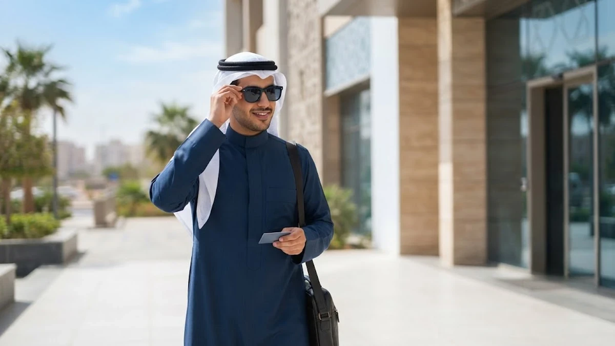 نظارة شمسية فاخرة بجانب عبوة قطرة ترطيب العين لحمايتها بعد فحص توسيع الحدقة
