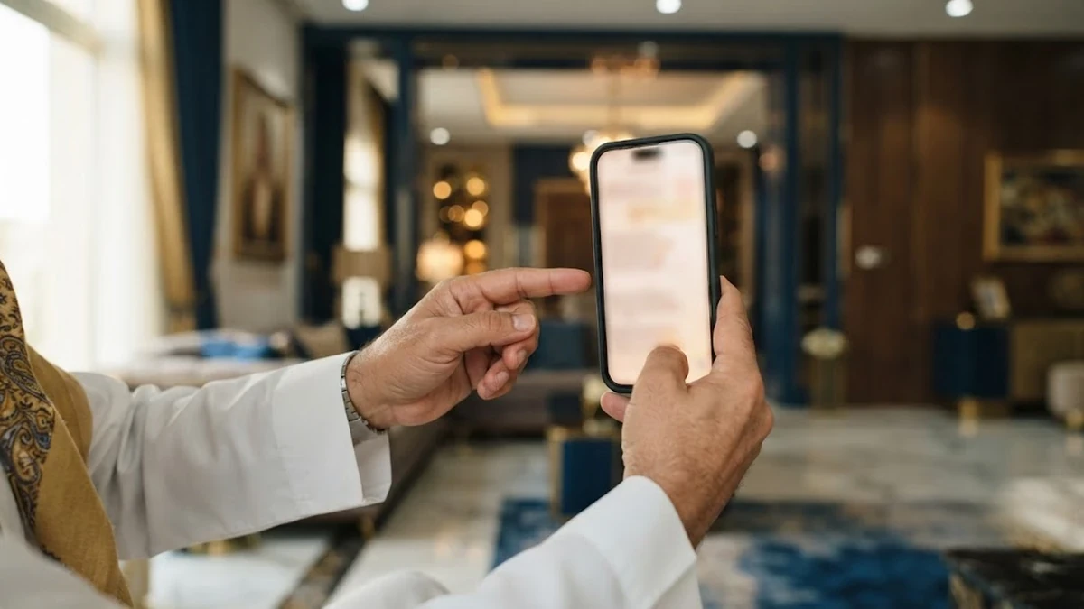 نظارة قراءة طبية أنيقة بجانب هاتف محمول يعكس صعوبة القراءة عن قرب بسبب طول النظر الشيخوخي