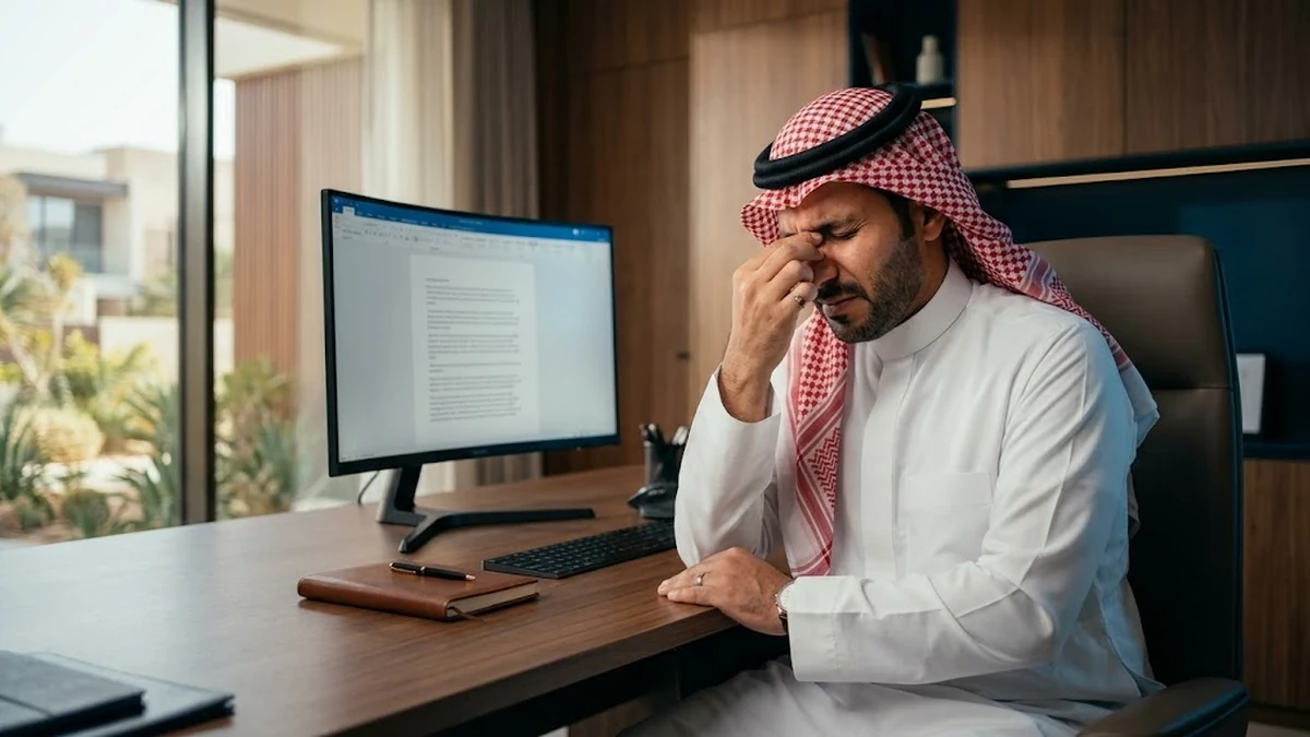 نظارة طبية فاخرة موضوعة على طاولة فحص نظيفة في عيادة بصريات حديثة ومضاءة بشكل طبيعي مريح